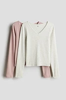 2-pack Long-Sleeved Ribbed Tops