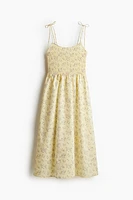 Robe en nid d'abeille avec bretelles à nouer