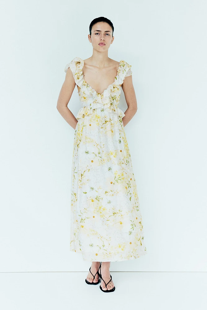 Ruffle-trimmed Midi Dress