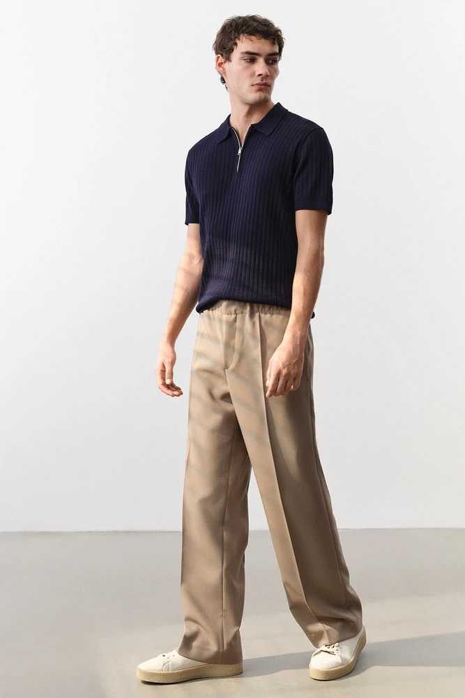 Slim-Fit Rib-Knit Polo Shirt