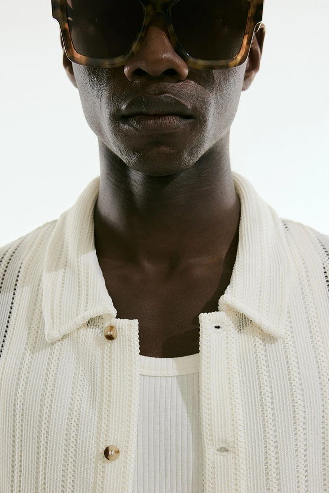 Regular Fit Crochet-look shirt