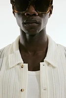 Regular Fit Crochet-look shirt
