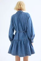 Tie-Belt Denim Dress