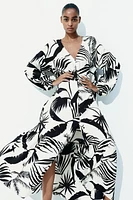 Tie-belt Crêpe Dress