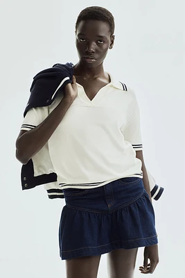 Oversized Fine-Knit Polo Shirt