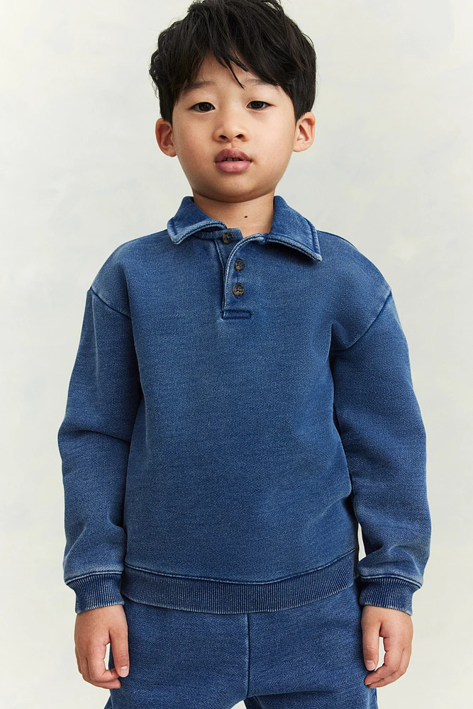 Cotton Sweatshirt Polo Shirt