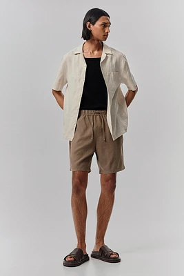 Short coupe décontractée en lin mélangé