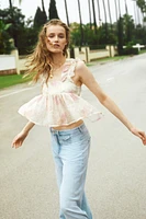 Ruched Sleeveless Peplum Top