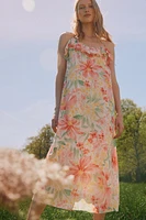 Robe à volant bretelles fines