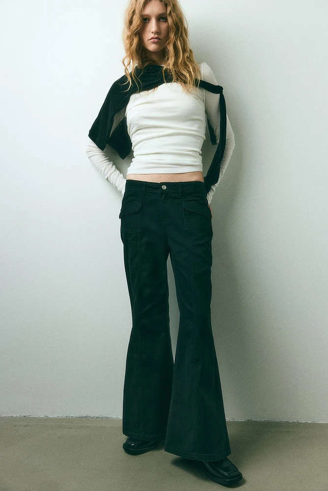 Wide-leg Twill Pants