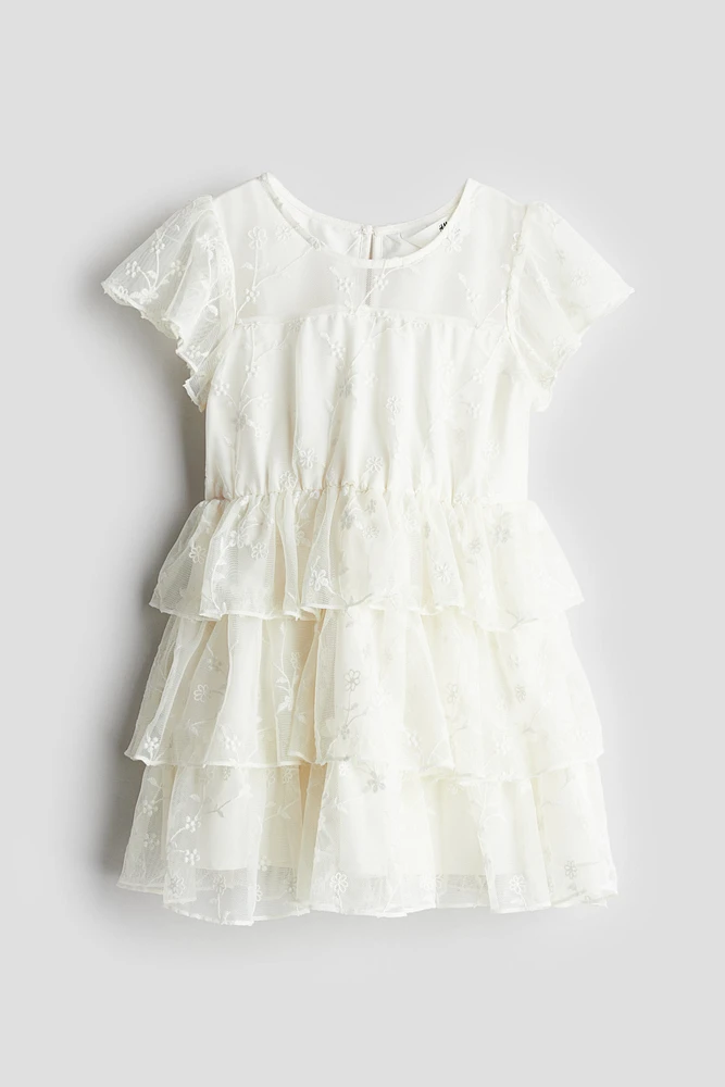 Flounced Chiffon Dress