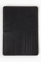 Fuzzy-Detail Leather Passport Cover