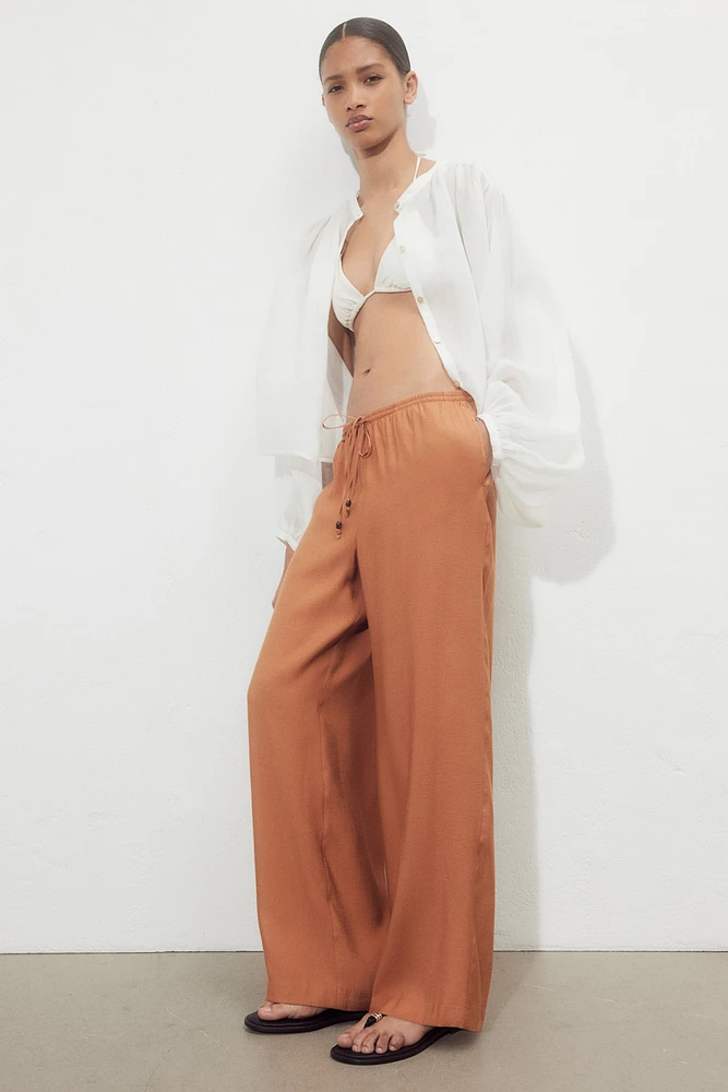 Wide-cut Pull-on Pants