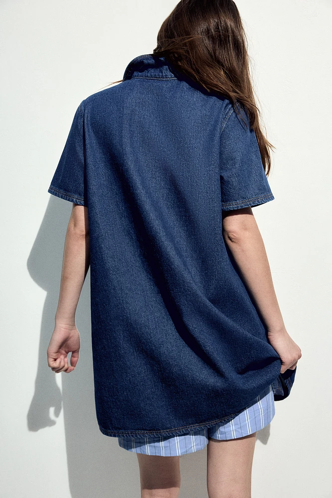 Robe à manches courtes en denim