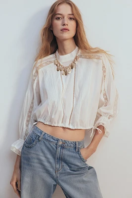 Blouse en coton avec dentelle