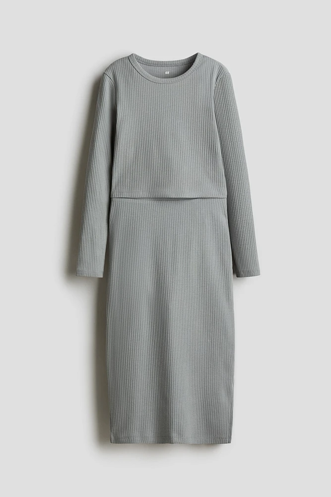 2-piece Ribbed Top and Skirt Set