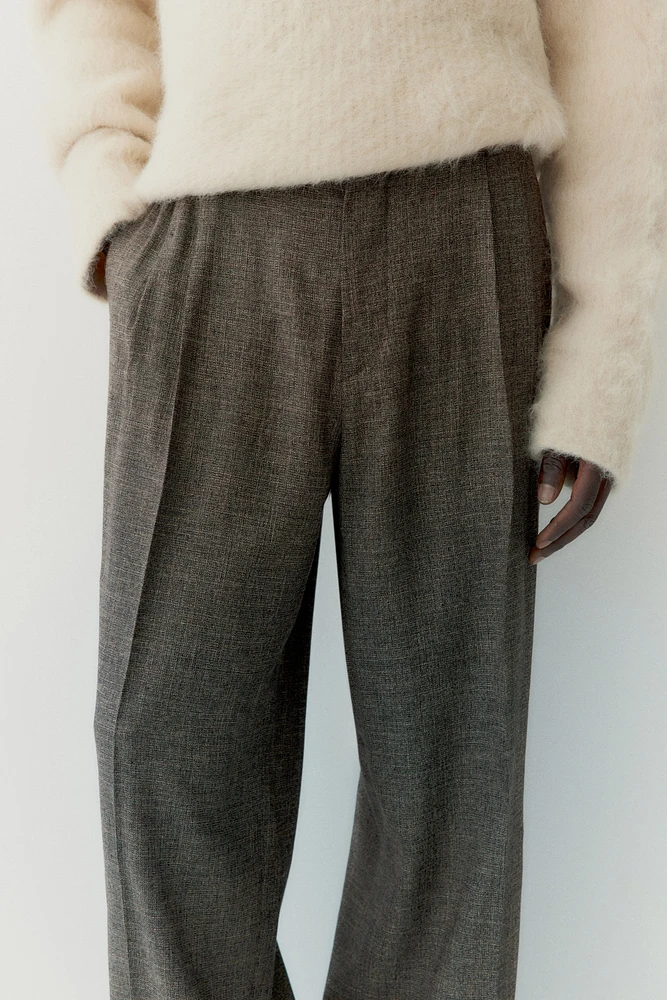 Wool-Blend Pleat-Detail Pants