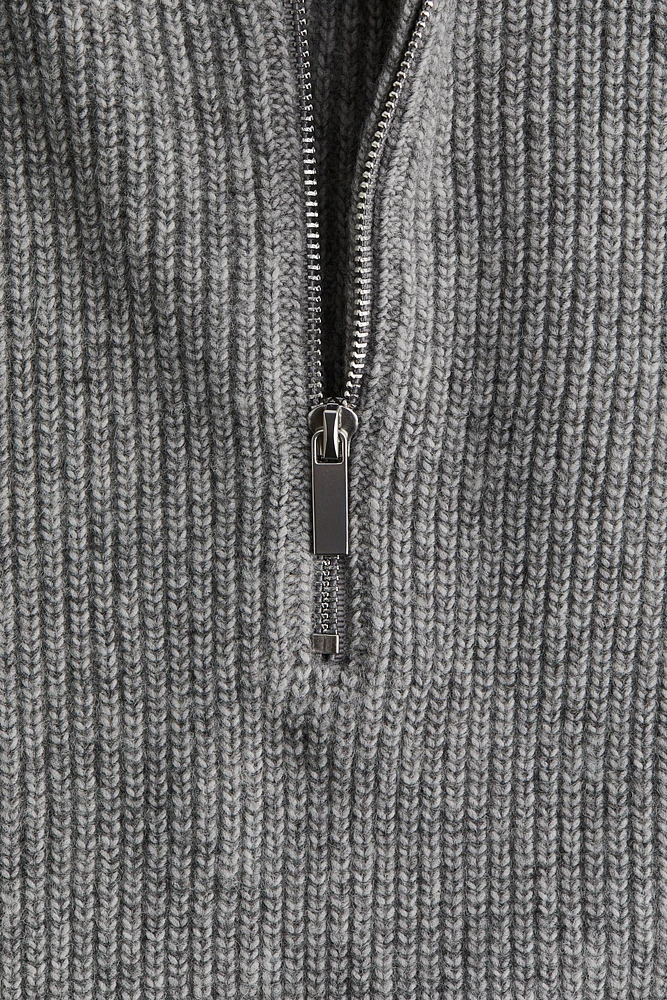 Rib-knit Half-zip Sweater