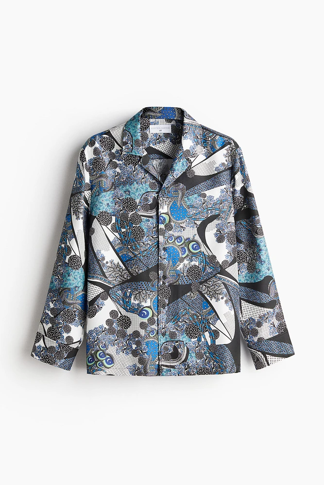 Abstract-Patterned Silk Pajama Shirt