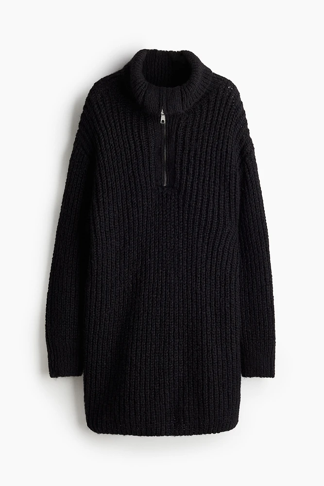 1/4-Zip Rib-Knit Dress