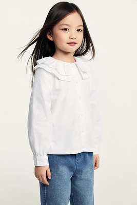 Frill-collared poplin blouse