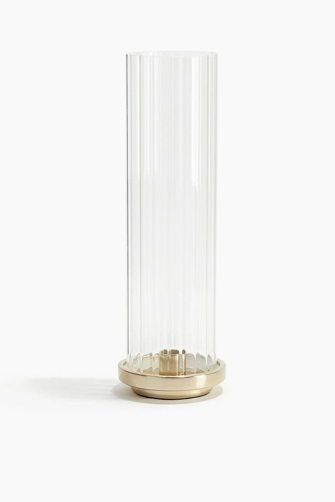 Candle Lantern in Clear Fluted Glass