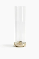 Candle Lantern in Clear Fluted Glass