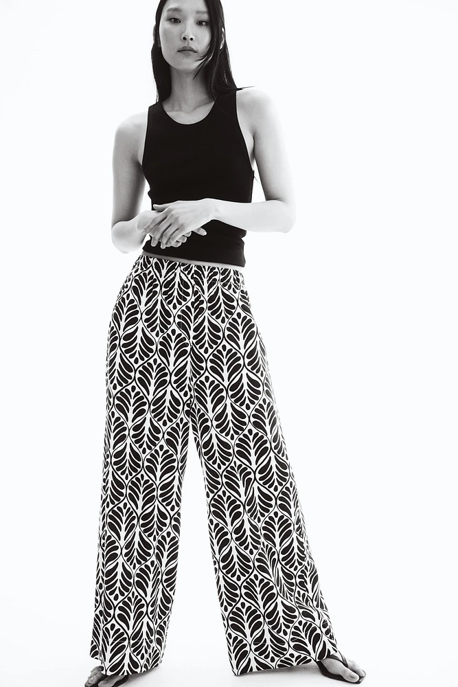 Pantalon large en lin mélangé