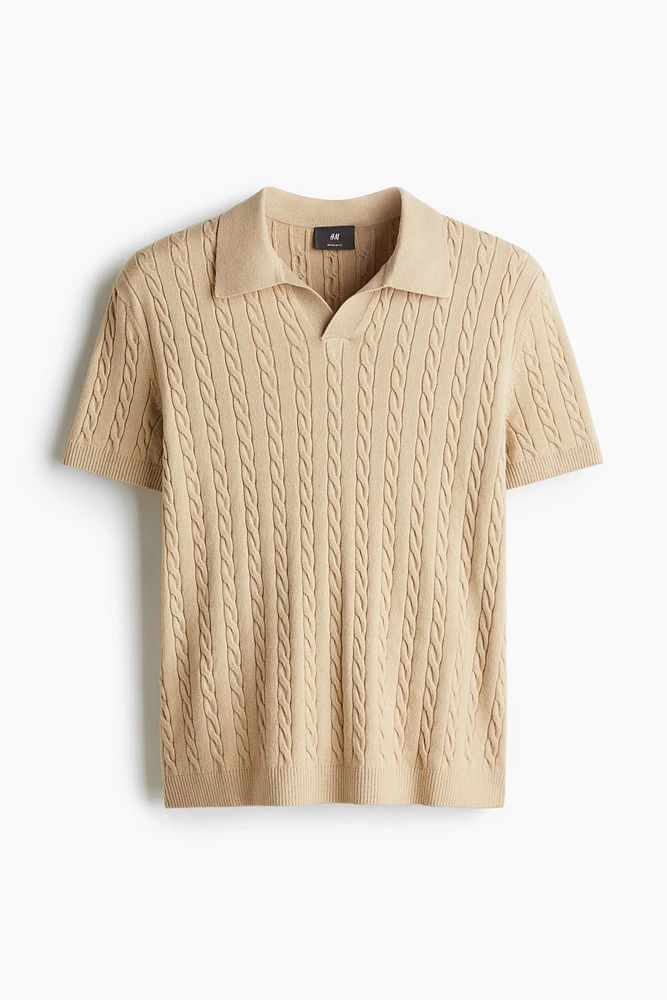 Regular-Fit Cable-Knit Polo Shirt