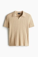 Regular-Fit Cable-Knit Polo Shirt