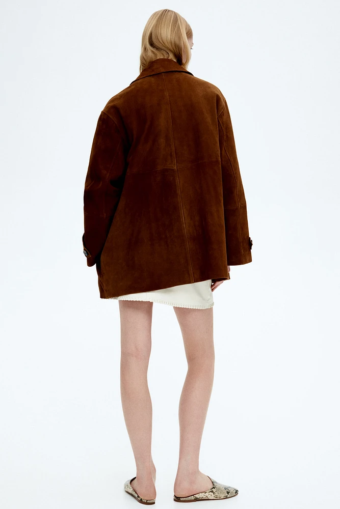 Veste à fermeture croisée en cuir velours