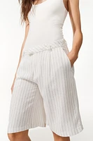 Knee-Length Linen-Blend Shorts