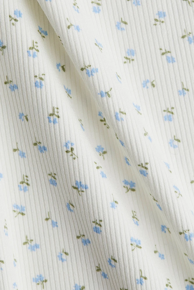 T-shirt côtelé avec dentelle