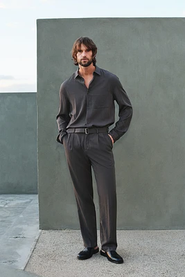 Regular-Fit Twill Pants with Belt