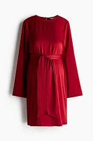 MAMA Tie-Belt Satin Dress