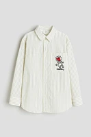 Cotton Poplin Shirt with Embroidered Motif