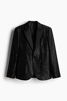 Regular Fit Single-Breasted Sequined Tuxedo Jacket