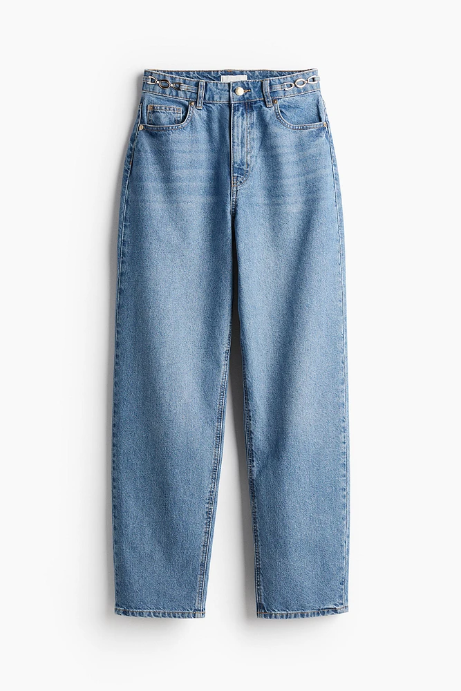 Chain-Detail Tapered Jeans