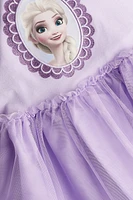 Printed Dress with Tulle Skirt