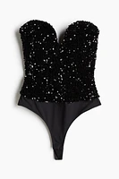 Sequined Thong Bodysuit