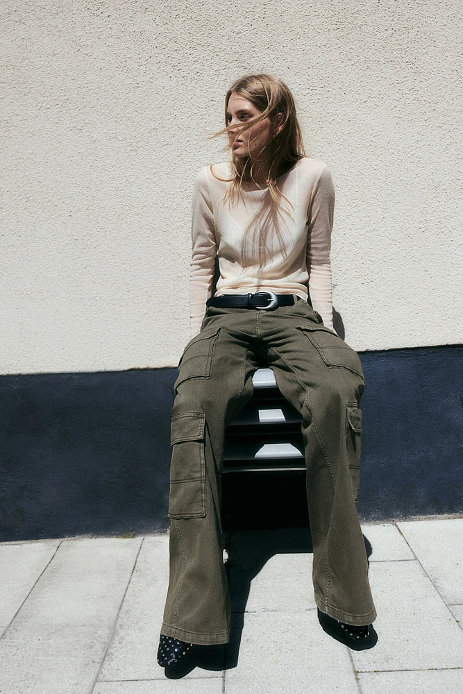 Wide-leg Cargo Pants