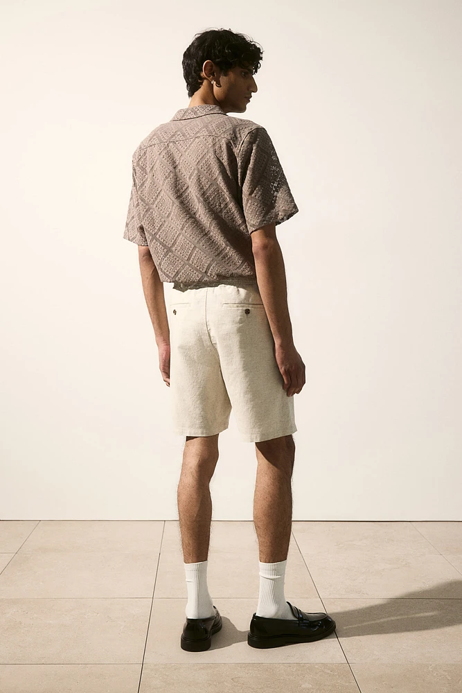 Regular Fit Linen-blend Shorts