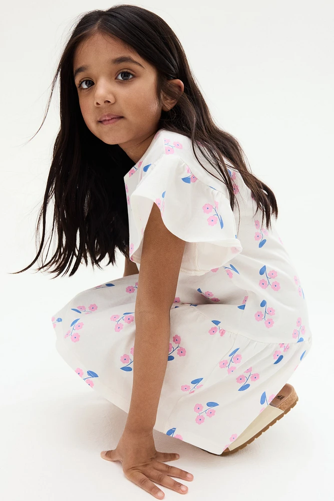 Flutter-Sleeved Cotton Dress