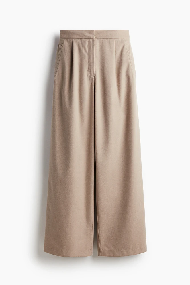 Wide-Leg Twill Pants