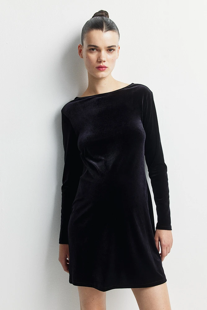 MAMA Velour Dress with Low-Cut Back