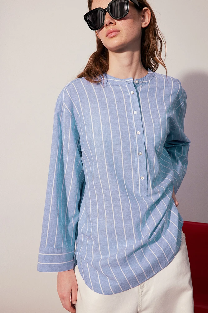 Linen-blend Pullover Shirt