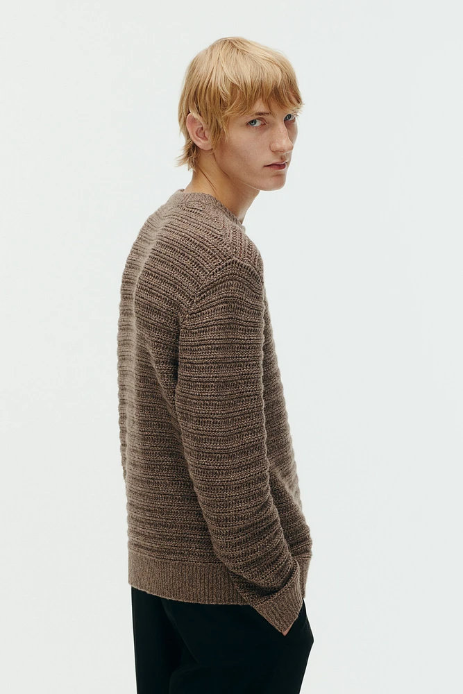 Regular Fit Wool-Blend Pointelle-Knit Sweater