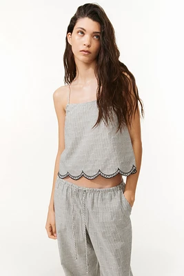 Embroidered Top with Tie Shoulder Straps