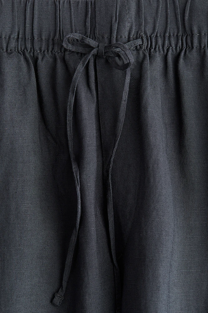 Pantalon en lin mélangé avec cordon de serrage