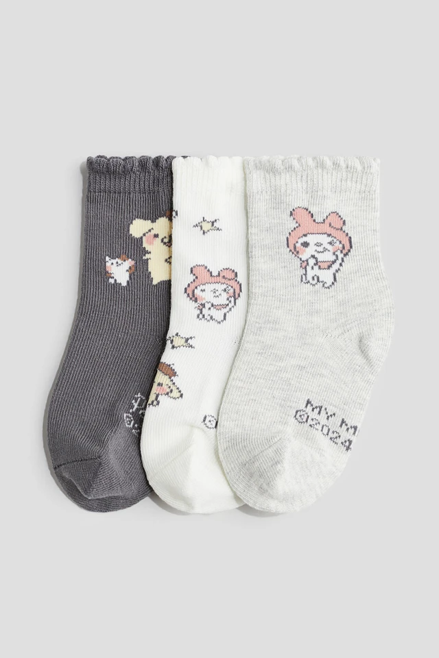 3-pack Socks with Motif